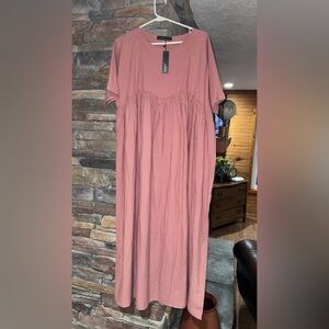 NWT ZANZEA Women’s Size Large Pink Cotton Flowy Popover Dress